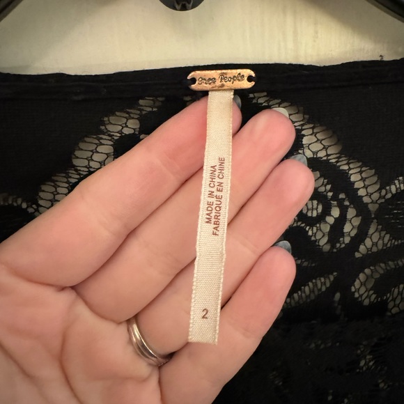 Free People 4 Dress Lace Black Lovers Festival Folk Short Bell Sleeve Bohemian - Picture 7 of 14